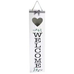 23.5x6 in. Vertical Welcome Plaque Sign "WELCOME" Rustic, farmhouse, decor heart